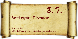 Beringer Tivadar névjegykártya